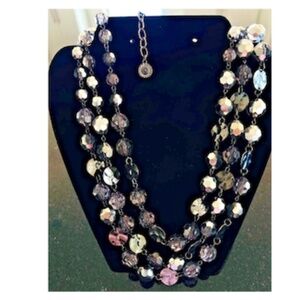Gorgeous Smoky Grey Multi-Strand Crystal Necklace